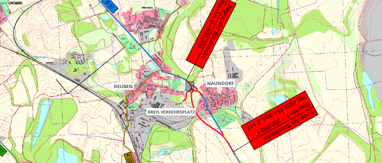 Kartenausschnitt Ortsumgehung Naundorf