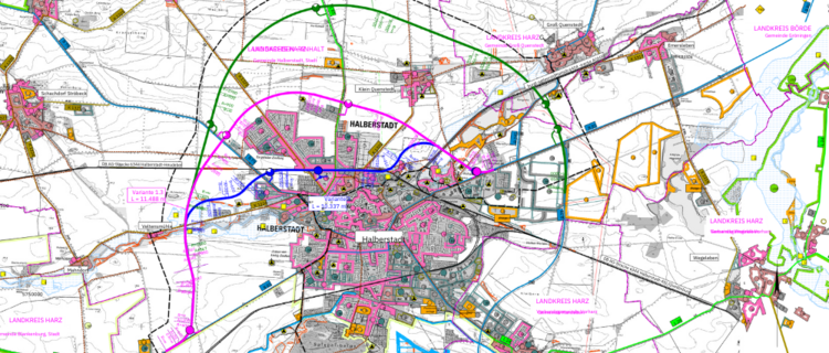 Kartenausschnitt Ortsumgehung Halberstadt